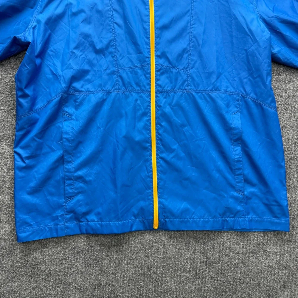 Columbia Flash Forward Windbreaker Jacket Mens L Blue Hooded Outdoor Lightweight